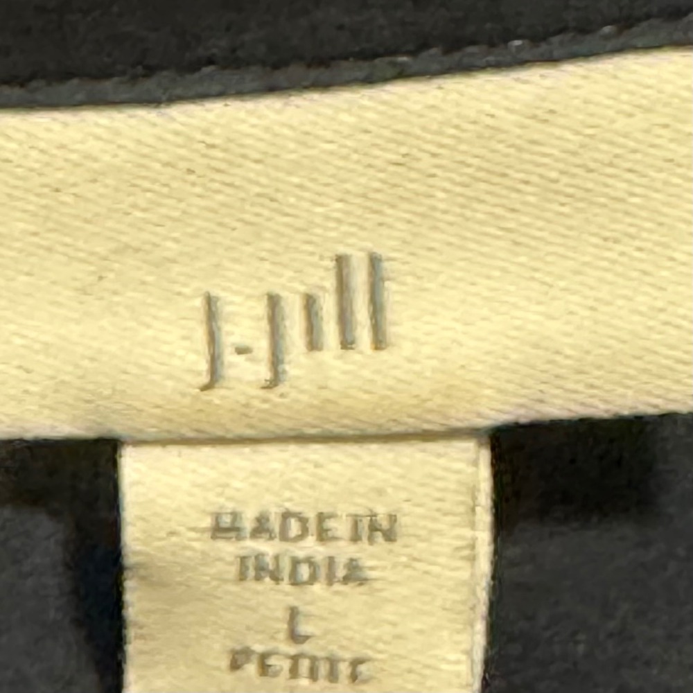 J.Jill Shirt Women L Large P Navy Blue Button Down Cotton Silk Blend Roll Tab - Picture 7 of 8